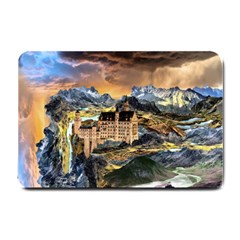 Castle Fantasy Landscape Stormy Small Doormat  by Pakrebo