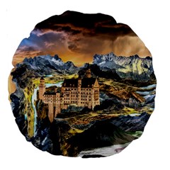 Castle Fantasy Landscape Stormy Large 18  Premium Round Cushions by Pakrebo