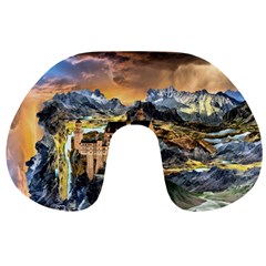 Castle Fantasy Landscape Stormy Travel Neck Pillow by Pakrebo