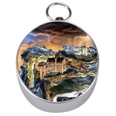 Castle Fantasy Landscape Stormy Silver Compasses by Pakrebo