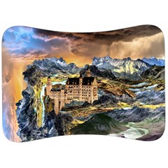 Castle Fantasy Landscape Stormy Velour Seat Head Rest Cushion by Pakrebo