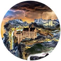 Castle Fantasy Landscape Stormy Wooden Puzzle Round by Pakrebo