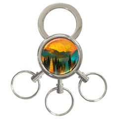 Trees Mountains Sun Sunrise Warm 3-ring Key Chain by Pakrebo