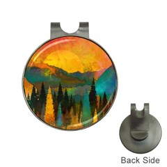 Trees Mountains Sun Sunrise Warm Hat Clips With Golf Markers by Pakrebo