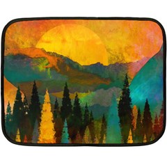 Trees Mountains Sun Sunrise Warm Fleece Blanket (mini) by Pakrebo