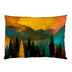 Trees Mountains Sun Sunrise Warm Pillow Case (two Sides) by Pakrebo