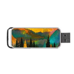 Trees Mountains Sun Sunrise Warm Portable Usb Flash (two Sides) by Pakrebo