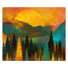 Trees Mountains Sun Sunrise Warm Double Sided Flano Blanket (small)  by Pakrebo