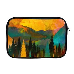 Trees Mountains Sun Sunrise Warm Apple Macbook Pro 17  Zipper Case by Pakrebo