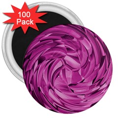 Strudel Magenta Pattern Art Spiral 3  Magnets (100 Pack) by Pakrebo