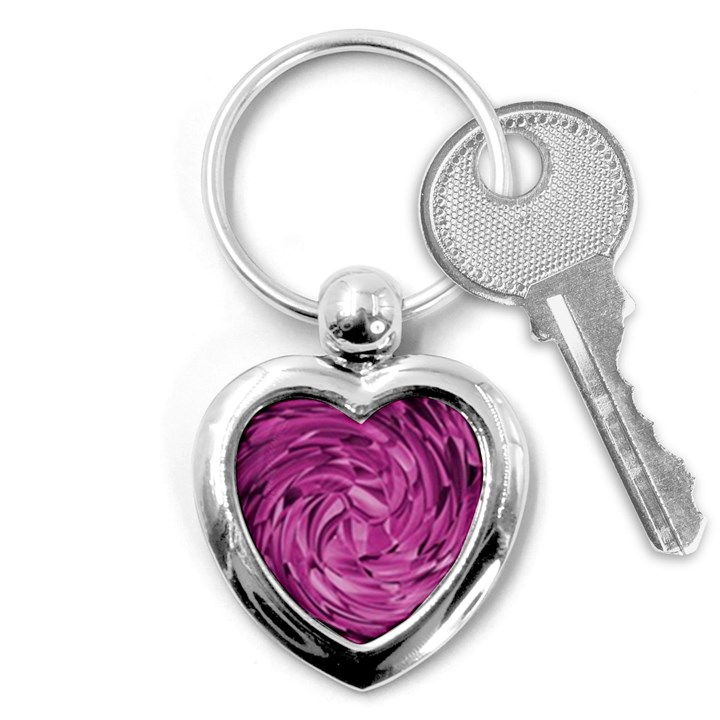 Strudel Magenta Pattern Art Spiral Key Chain (Heart)