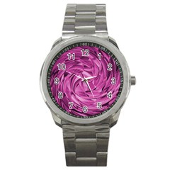 Strudel Magenta Pattern Art Spiral Sport Metal Watch by Pakrebo