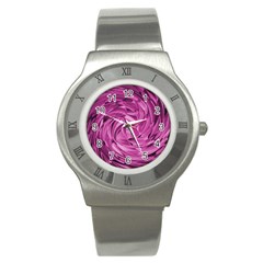 Strudel Magenta Pattern Art Spiral Stainless Steel Watch by Pakrebo