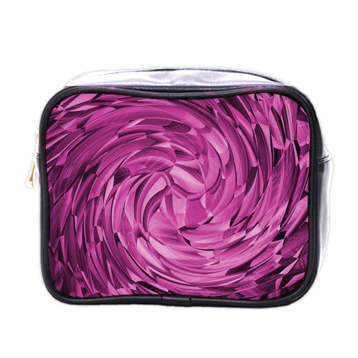 Strudel Magenta Pattern Art Spiral Mini Toiletries Bag (One Side)