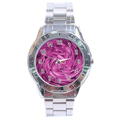 Strudel Magenta Pattern Art Spiral Stainless Steel Analogue Watch by Pakrebo