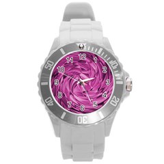 Strudel Magenta Pattern Art Spiral Round Plastic Sport Watch (l) by Pakrebo