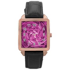 Strudel Magenta Pattern Art Spiral Rose Gold Leather Watch  by Pakrebo