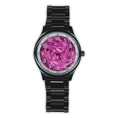 Strudel Magenta Pattern Art Spiral Stainless Steel Round Watch by Pakrebo