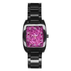 Strudel Magenta Pattern Art Spiral Stainless Steel Barrel Watch by Pakrebo