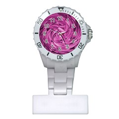 Strudel Magenta Pattern Art Spiral Plastic Nurses Watch by Pakrebo