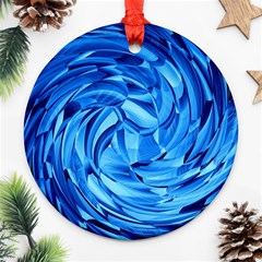 Strudel Blue White Light Blue Round Ornament (two Sides) by Pakrebo