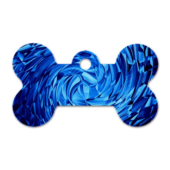 Strudel Blue White Light Blue Dog Tag Bone (One Side)