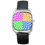 Checkerboard Again 8 Square Metal Watch Front