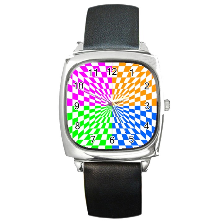 Checkerboard Again 8 Square Metal Watch