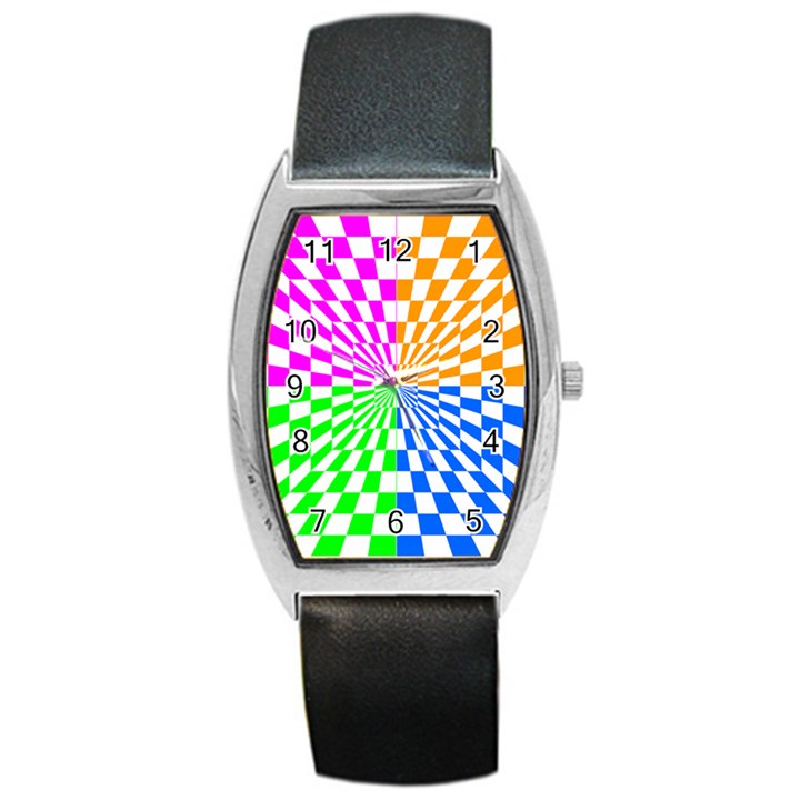 Checkerboard Again 8 Barrel Style Metal Watch