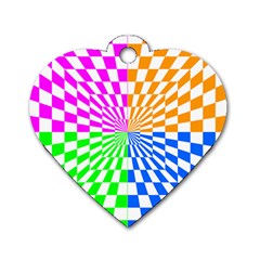 Checkerboard Again 8 Dog Tag Heart (two Sides)