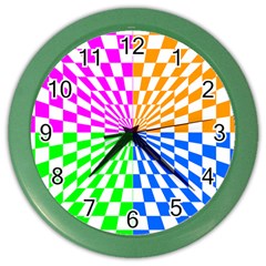 Checkerboard Again 8 Color Wall Clock