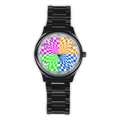 Checkerboard Again 8 Stainless Steel Round Watch by impacteesstreetwearseven