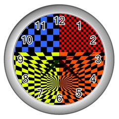 Checkerboard Again 7 Wall Clock (Silver)