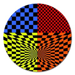 Checkerboard Again 7 Magnet 5  (Round)