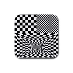 Checkerboard Again 6 Rubber Square Coaster (4 pack) 