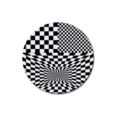 Checkerboard Again 6 Rubber Coaster (round)  by impacteesstreetwearseven