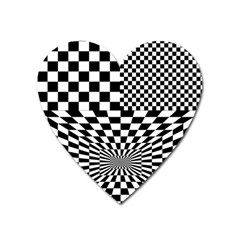 Checkerboard Again 6 Heart Magnet