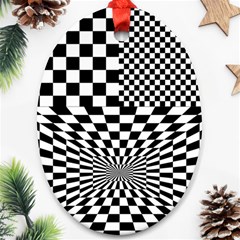 Checkerboard Again 6 Oval Ornament (Two Sides)