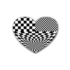 Checkerboard Again 6 Heart Coaster (4 pack) 