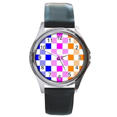 Checkerboard Again 9 Checkerboard Again 9 Round Metal Watch by impacteesstreetwearseven