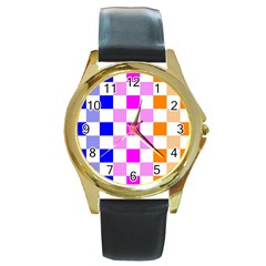 Checkerboard Again 9 Checkerboard Again 9 Round Gold Metal Watch by impacteesstreetwearseven