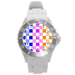 Checkerboard Again 9 Checkerboard Again 9 Round Plastic Sport Watch (l) by impacteesstreetwearseven