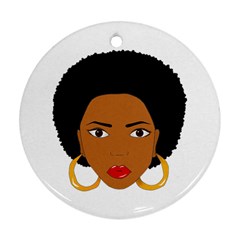 African American Woman With ?urly Hair Ornament (round) by bumblebamboo