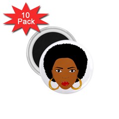 African American Woman With ?urly Hair 1 75  Magnets (10 Pack)  by bumblebamboo