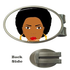 African American Woman With ?urly Hair Money Clips (oval)  by bumblebamboo