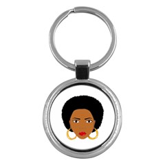 African American Woman With ?urly Hair Key Chain (round) by bumblebamboo