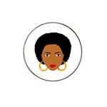 African American woman with сurly hair Hat Clip Ball Marker Front