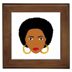 African American Woman With ?urly Hair Framed Tile by bumblebamboo