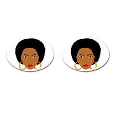 African American Woman With ?urly Hair Cufflinks (oval)