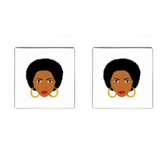 African American Woman With ?urly Hair Cufflinks (square) by bumblebamboo